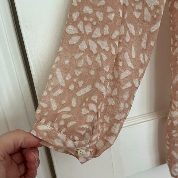 Two by Vince Camuto sheer gauzy pink boho preppy tunic top long sleeve, size XS - Picture 9 of 12